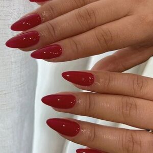 Red Press-On Nails in Glossy Finish with almond Shape with adhesive stickers